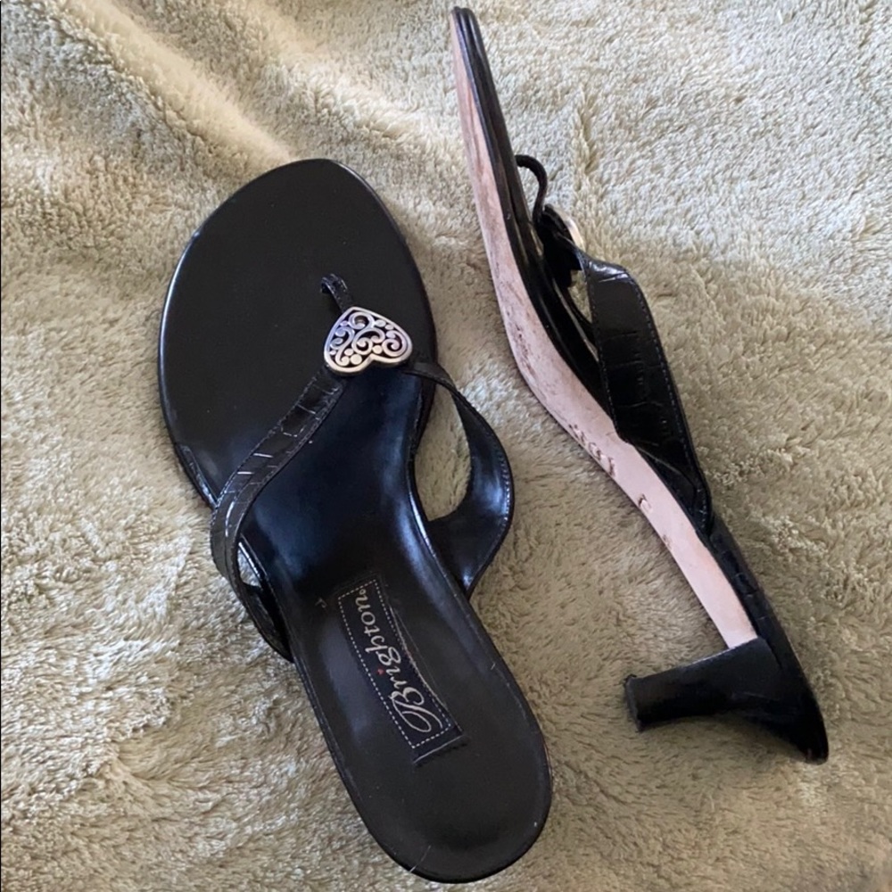 Brighton Leather Black Kitty Heels